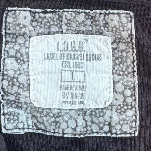 H&M L.O.G.G. Black Ribbed Short Sleeve Henley Tee – Size L - Picture 8 of 8